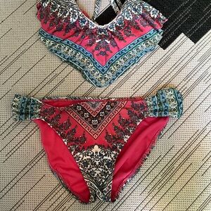 Lucky Brand Two Piece Bikini Handkerchief Top L